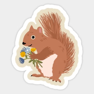 Squirrel with Flowers Sticker